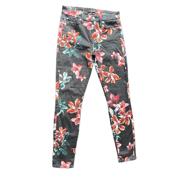 7 For All Mankind Black Floral Jeans with Colorful Flower Patterns Women’s 26 - Picture 1 of 13